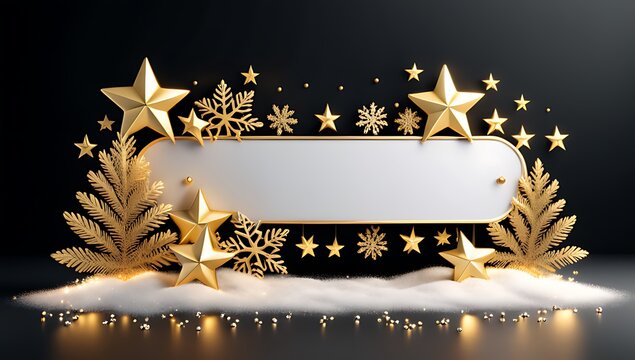 natale banner decorato con stelle e foglie dorate per una festa invernale giaiochi e tradizioni