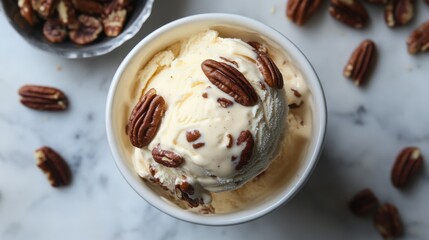 Creamy Maple Ice Cream with Candied Pecans Delight