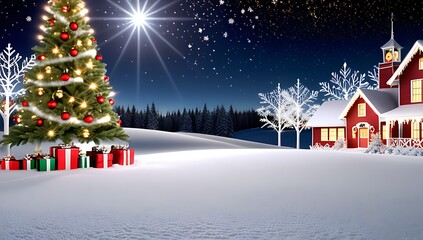 Obraz premium snowflakes ornaments twinkling lights create festive christmas scene winter wonderland holiday backdrop full color view