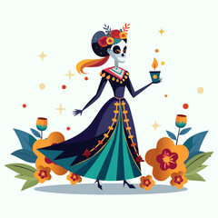 Catrina with a Floral Crown