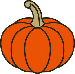 Pumpkin vector illustration. Cute colored, flat pumpkin autumn harvest, fall, seasonal graphic elements