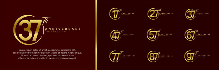 anniversary logo set. vector design gold and golden color for celebration event
