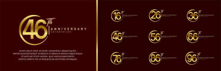 anniversary logo set. vector design gold and golden color for celebration event