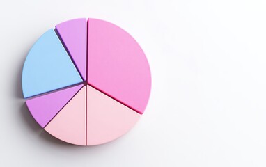 Fototapeta premium Colorful pie chart segments on a white isolated background.