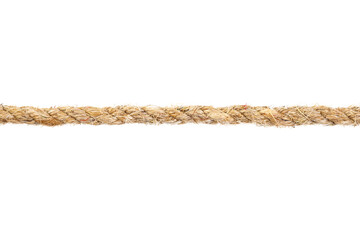 One brown braided rope isolated on white background with clipping path.