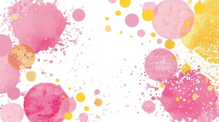Abstract Watercolor Background with Pink and Yellow Circles