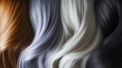 Naklejka premium A close-up of flowing hair in various colors and textures.