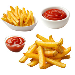 Crispy Golden French Fries and Ketchup Dips