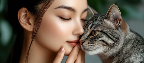 Woman and Cat Close-up