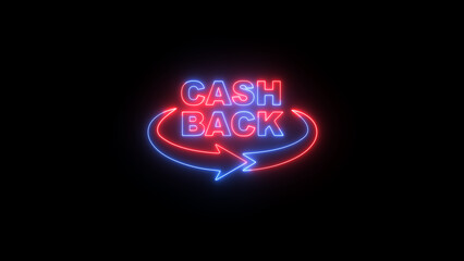 neon, glowing Cashback Isolated Money Illustration for Business Design, Finance, and Retail - Three-Dimensional Dollar Sign Concept with Colors, Promotion, and Payment Incentive in Flat Design Style