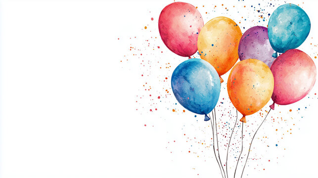 Bunte Aquarellballons: Kreatives Design mit leuchtenden Farben und verspielten Farbspritzern &ndash; perfekte Feierdekoration und Kunstillustration
