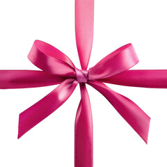 Pink satin ribbon bow on black background, elegant gift wrap decoration. transparent