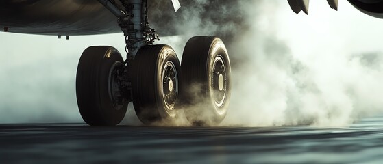 Aircraft landing gear with smoke effect