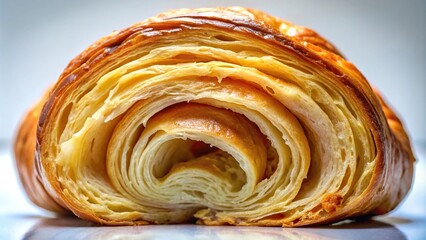 French pastry perfection captured in a flaky buttery croissant, fisheye