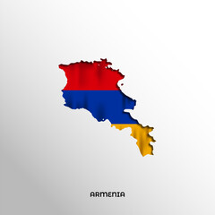 Armenia flag state symbol isolated on background national banner. Greeting card National Independence Day of the Republic of Armenia. Illustration banner with realistic state flag.