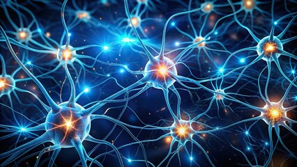 Fototapeta premium Interconnected neurons with electrical pulses aerial view