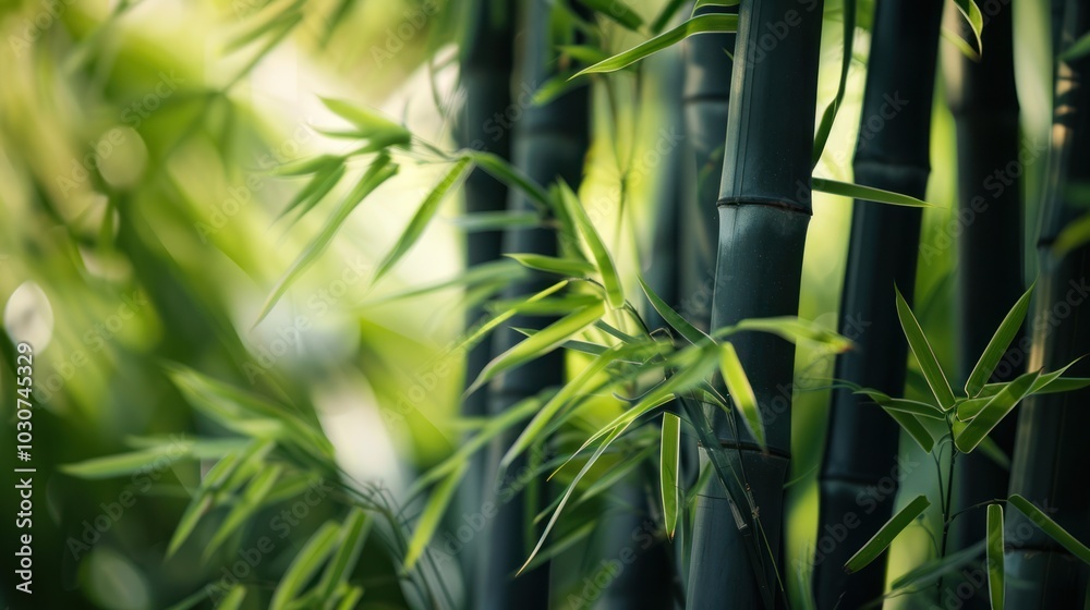 Sticker Bamboo Grove in the Sunlight