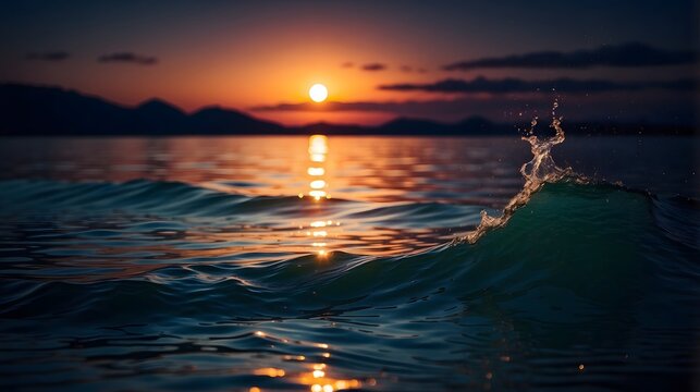 Closeup of the calm night sea water