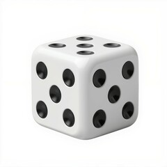 A classic white die showing the number six on its top face, used in various games of chance and strategy.