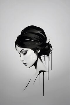 simple and elegant logo that portrays the silhouette of a woman shedding black tears