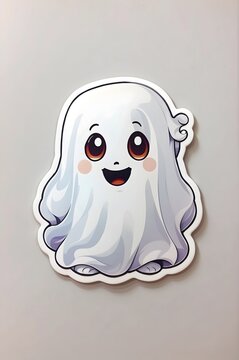 Printable sticker about minimal cute cartoon friendly ghost