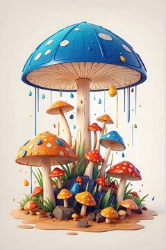 Arts work of a design, Some mushroom stand on sand