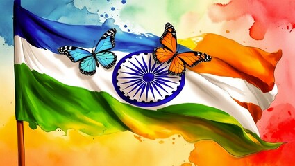 Waving Indian Flag with Blurry Backdrop for Enhanced Depth and Sharp Detail