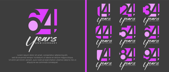 anniversary logo set. vector design pink and purple color can be use for celebration moment
