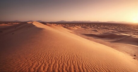 Majestic photo of a desert landscape with dunes at sunset