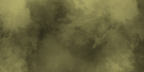 Abstract Background Texture Pattern with brown color, Heavily Mixed Wall Art paper texture. Watercolor background of coffee bombs or dust particles, Yellow fog and mist effect on black background.