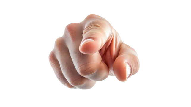 Pointing Finger Gesture for Emphasis and Communication isolated on transparent background	
