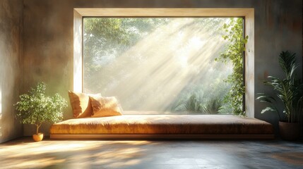 Cozy Minimalistic Reading Nook with a Large Window for Relaxation and Inspiration