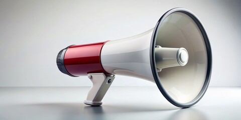 Megaphone Symbolizing Communication on White Background for Conceptual Photography