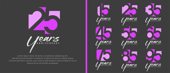 anniversary logo set. vector design pink and purple color can be use for celebration moment