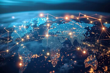 Fototapeta premium Global supply chain outdoors space night.