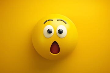 emoticon shocked face on a yellow background, AI generated