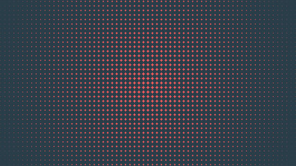 Circular Halftone Pattern Radial Gradient Vector Red Black Abstract Background. Ultra Modern Minimalistic Art Half Tone Graphical Eye-Catching Wallpaper. Retro Futuristic Sci-Fi Tech Art Illustration