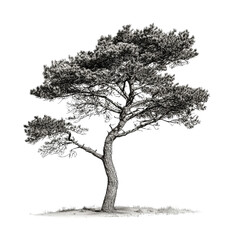 Black and White Illustration of a Pine Tree.