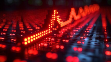 Obraz premium Abstract Technology Background With Glowing Red Lights, Circuit Board, Data Flow Visualisation