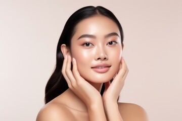 Young beautiful asian in skincare and beauty routine portrait adult photography.