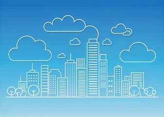 Obraz premium Minimalist Cloud Line Drawings for Urban Architecture and Landscape Design