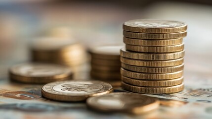 Coins and Currency Stack