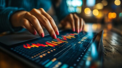 Naklejka premium Analyzing Financial Data on Tablet