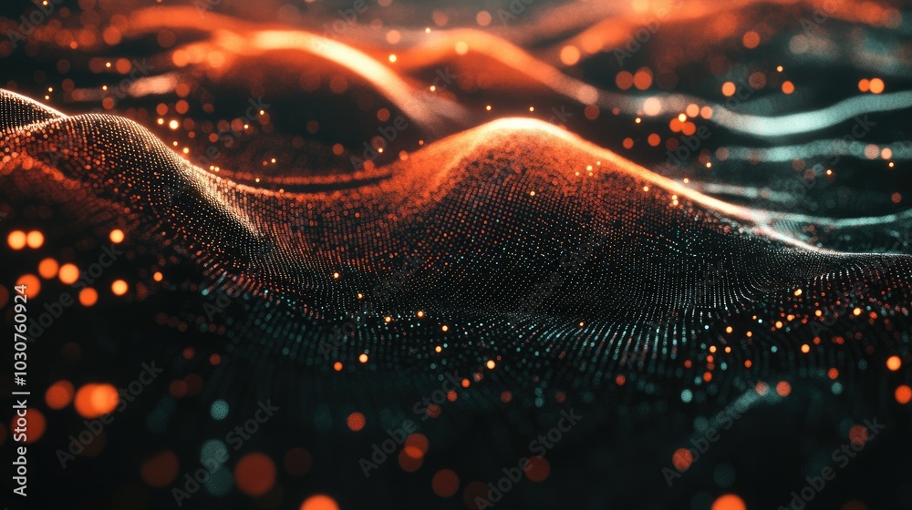 Poster futuristic digital mesh with glowing lines and particles representing technological innovation and p