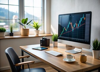 Minimalist Crypto Trader Analyzing Online Cryptocurrency Exchange for Profit Growth