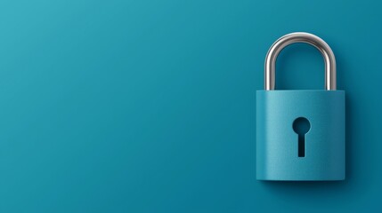A vibrant teal padlock emphasizing security and protection, set against a matching background.