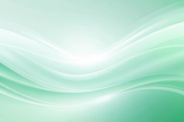 Naklejka premium Forced perspective ultrawide light mint green to white smooth gradient with abstract wavy shape