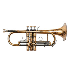 Vintage Brass Trumpet Musical Instrument.