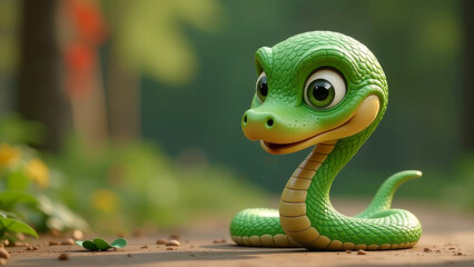 2025 - Cute Cartoon Green Snake