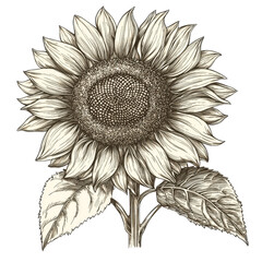 Hand Drawn Sunflower Illustration.